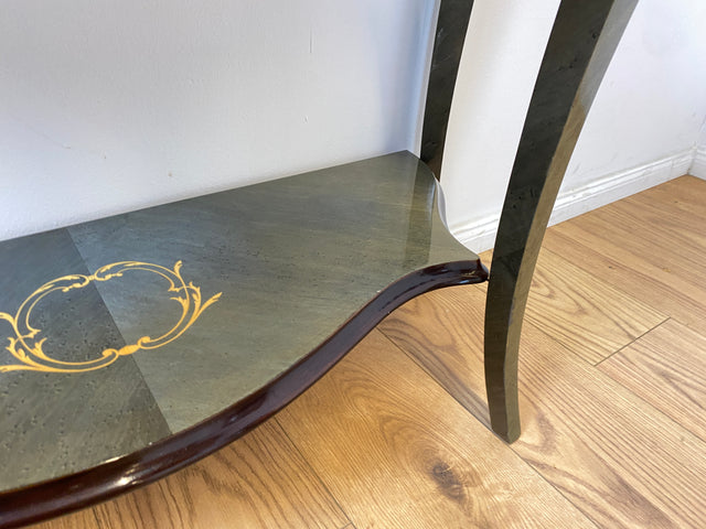 WMK I Hochwertige italienische Stilmöbel Konsole im antiken Stil mit Wandspiegel, Ablage & feinen Intarsien I Garderobe Flur Spiegel Schminktisch Ablage Barock Rokoko Louis XV Vintage Berlin Dresden