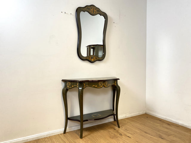 WMK I Hochwertige italienische Stilmöbel Konsole im antiken Stil mit Wandspiegel, Ablage & feinen Intarsien I Garderobe Flur Spiegel Schminktisch Ablage Barock Rokoko Louis XV Vintage Berlin Dresden