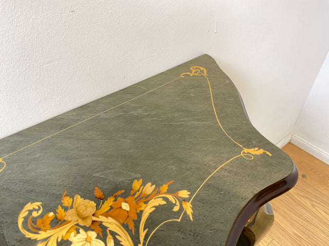 WMK I Hochwertige italienische Stilmöbel Konsole im antiken Stil mit Wandspiegel, Ablage & feinen Intarsien I Garderobe Flur Spiegel Schminktisch Ablage Barock Rokoko Louis XV Vintage Berlin Dresden