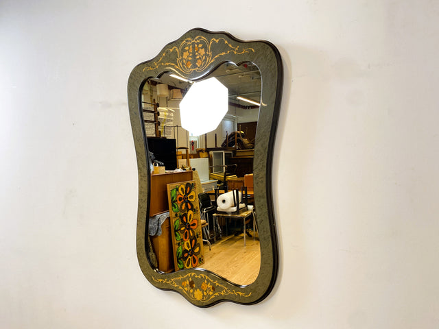 WMK I Hochwertige italienische Stilmöbel Konsole im antiken Stil mit Wandspiegel, Ablage & feinen Intarsien I Garderobe Flur Spiegel Schminktisch Ablage Barock Rokoko Louis XV Vintage Berlin Dresden