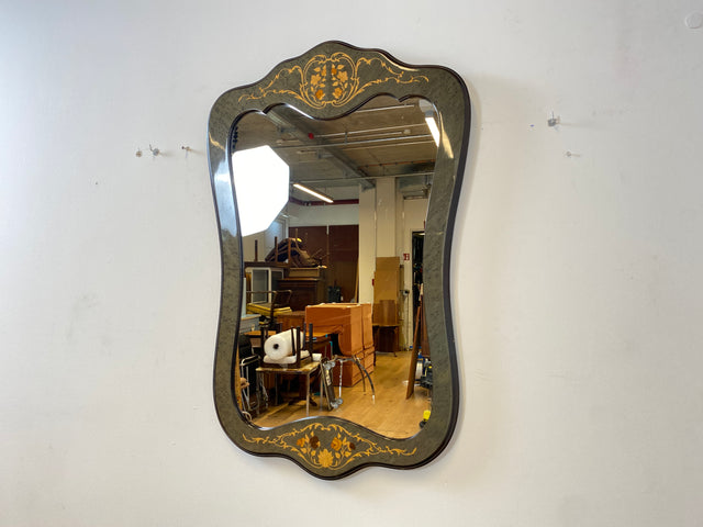 WMK I Hochwertige italienische Stilmöbel Konsole im antiken Stil mit Wandspiegel, Ablage & feinen Intarsien I Garderobe Flur Spiegel Schminktisch Ablage Barock Rokoko Louis XV Vintage Berlin Dresden