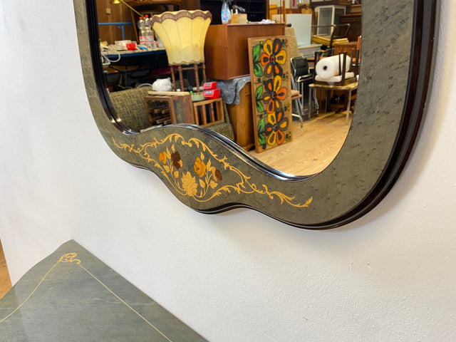 WMK I Hochwertige italienische Stilmöbel Konsole im antiken Stil mit Wandspiegel, Ablage & feinen Intarsien I Garderobe Flur Spiegel Schminktisch Ablage Barock Rokoko Louis XV Vintage Berlin Dresden