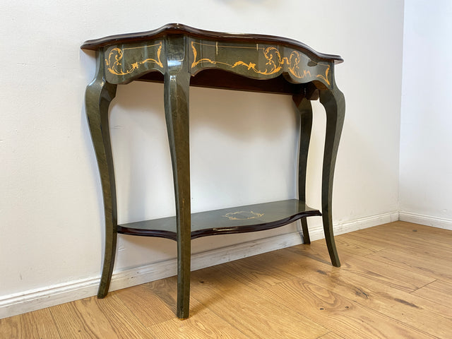 WMK I Hochwertige italienische Stilmöbel Konsole im antiken Stil mit Wandspiegel, Ablage & feinen Intarsien I Garderobe Flur Spiegel Schminktisch Ablage Barock Rokoko Louis XV Vintage Berlin Dresden