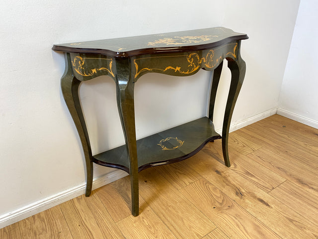 WMK I Hochwertige italienische Stilmöbel Konsole im antiken Stil mit Wandspiegel, Ablage & feinen Intarsien I Garderobe Flur Spiegel Schminktisch Ablage Barock Rokoko Louis XV Vintage Berlin Dresden
