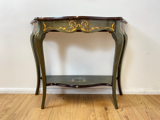 WMK I Hochwertige italienische Stilmöbel Konsole im antiken Stil mit Wandspiegel, Ablage & feinen Intarsien I Garderobe Flur Spiegel Schminktisch Ablage Barock Rokoko Louis XV Vintage Berlin Dresden