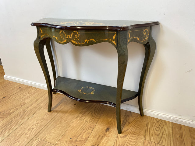 WMK I Hochwertige italienische Stilmöbel Konsole im antiken Stil mit Wandspiegel, Ablage & feinen Intarsien I Garderobe Flur Spiegel Schminktisch Ablage Barock Rokoko Louis XV Vintage Berlin Dresden