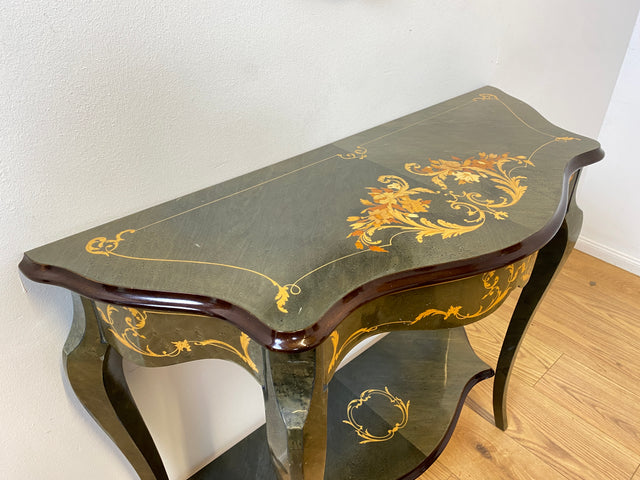 WMK I Hochwertige italienische Stilmöbel Konsole im antiken Stil mit Wandspiegel, Ablage & feinen Intarsien I Garderobe Flur Spiegel Schminktisch Ablage Barock Rokoko Louis XV Vintage Berlin Dresden