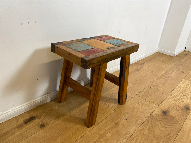 Boatwood by WMK I Besonders schöne kleine Bank aus altem Bootsholz in Originalfarben der Boote I Sitzbank Hocker Stuhl Sitz Küchenbank Holzbank Balkonbank Bench Treibholz Berlin Osnabrück Magdeburg