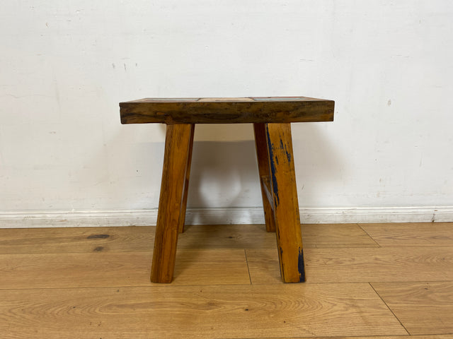 Boatwood by WMK I Besonders schöne kleine Bank aus altem Bootsholz in Originalfarben der Boote I Sitzbank Hocker Stuhl Sitz Küchenbank Holzbank Balkonbank Bench Treibholz Berlin Osnabrück Magdeburg