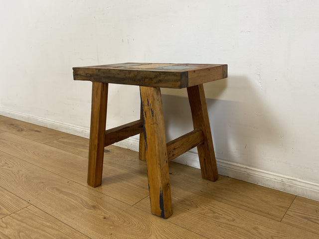 Boatwood by WMK I Besonders schöne kleine Bank aus altem Bootsholz in Originalfarben der Boote I Sitzbank Hocker Stuhl Sitz Küchenbank Holzbank Balkonbank Bench Treibholz Berlin Osnabrück Magdeburg