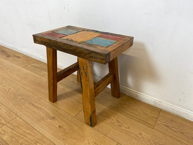 Boatwood by WMK I Besonders schöne kleine Bank aus altem Bootsholz in Originalfarben der Boote I Sitzbank Hocker Stuhl Sitz Küchenbank Holzbank Balkonbank Bench Treibholz Berlin Osnabrück Magdeburg