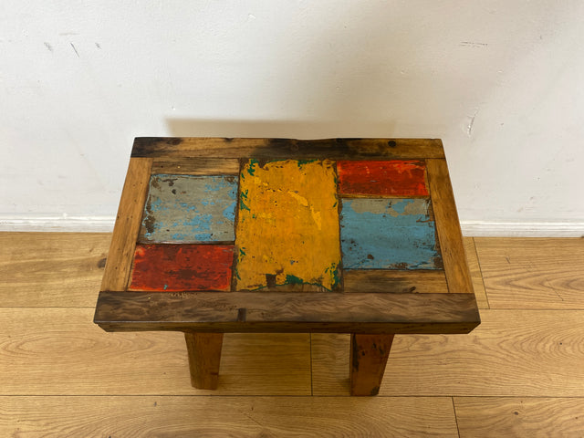 Boatwood by WMK I Besonders schöne kleine Bank aus altem Bootsholz in Originalfarben der Boote I Sitzbank Hocker Stuhl Sitz Küchenbank Holzbank Balkonbank Bench Treibholz Berlin Osnabrück Magdeburg