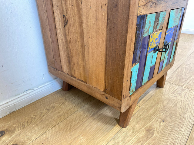 Boatwood by WMK I Besonders schöne kleine Kommode mit 4 Fächern I handmade Unikat aus altem Bootsholz I Teakholz massiv I Wäschekommode Nachtschrank Nachttisch Nachkommode Potsdam Dortmund Frankfurt