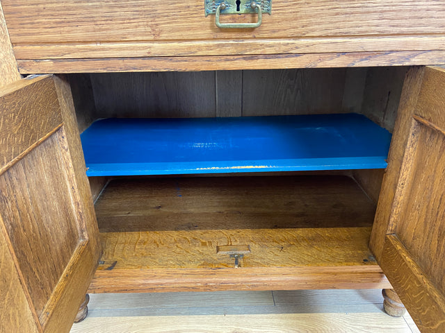 WMK I Besonders schöne, kleine dänische Jugendstil Anrichte aus vollem Eichenholz mit Aufsatz I Schrank Kommode Sideboard Wäschekommode Wickelkommode Antik Gründerzeit Vintage Berlin Leipzig Bayern