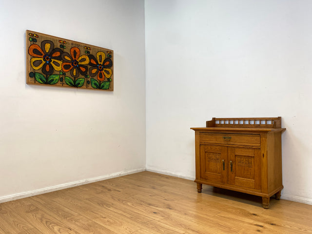 WMK I Besonders schöne, kleine dänische Jugendstil Anrichte aus vollem Eichenholz mit Aufsatz I Schrank Kommode Sideboard Wäschekommode Wickelkommode Antik Gründerzeit Vintage Berlin Leipzig Bayern