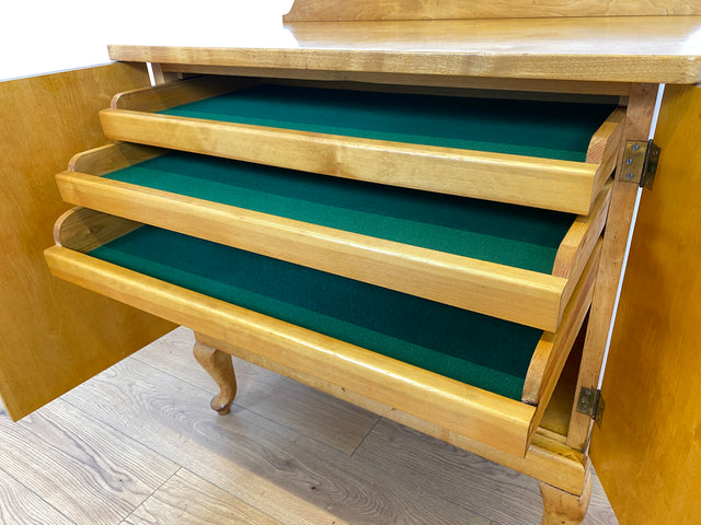 WMK # Besonders schöne & gut erhaltene kleine dänische antike Anrichte aus vollem Holz mit edlen Intarsien & Perlmutt Arbeiten # Schrank Kommode Sideboard Wäschekommode Jugendstil Chippendale Vintage