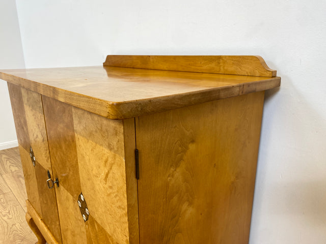 WMK # Besonders schöne & gut erhaltene kleine dänische antike Anrichte aus vollem Holz mit edlen Intarsien & Perlmutt Arbeiten # Schrank Kommode Sideboard Wäschekommode Jugendstil Chippendale Vintage
