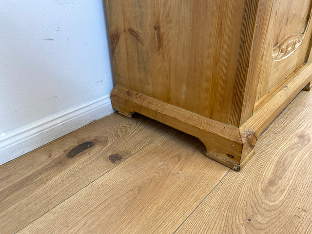 WMK Hübsche kleine dänische antike Kommode aus vollem Holz mit Marmor Auflage, Schublade und Messinggriffen # Marmorkommode Flurkommode Waschtisch Ablage Wickelkommode Weichholz Jugendstil Vintage