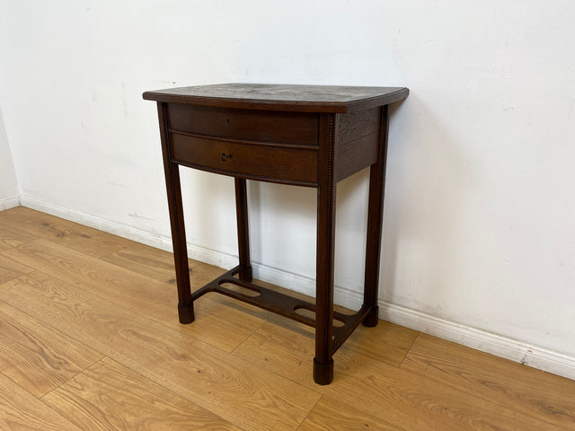 WMK # Formschöne und sehr gut erhaltene kleine dunkle antike Kommode aus vollem Holz mit abschließbaren Schubladen # Beistelltisch Nähkommode Flurkommode Schränkchen Telefontisch Jugendstil Vintage