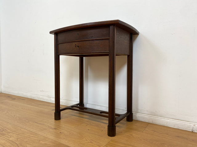 WMK # Formschöne und sehr gut erhaltene kleine dunkle antike Kommode aus vollem Holz mit abschließbaren Schubladen # Beistelltisch Nähkommode Flurkommode Schränkchen Telefontisch Jugendstil Vintage