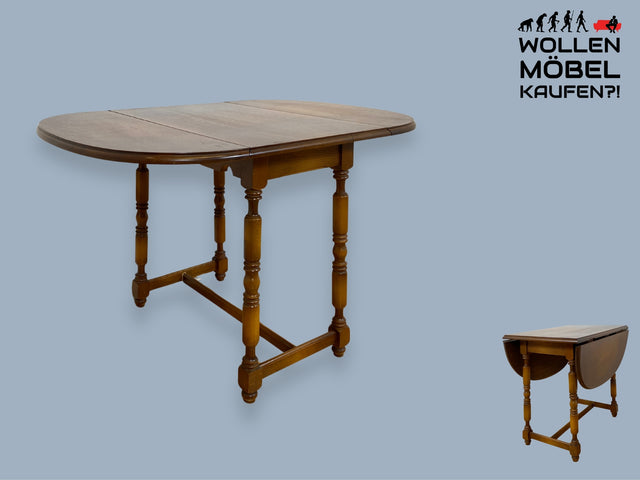 WMK I Versand möglich I Hübscher und gut erhaltener kleiner Vintage Klapptisch I ovaler Tisch Küchentisch Holztisch Esstisch Beistelltisch Couchtisch Ablage Retro Stilmöbel Berlin Leipzig Brandenburg