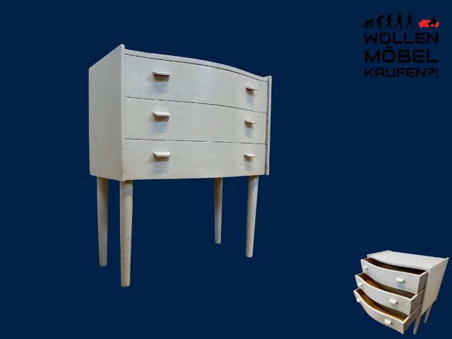 WMK I Formschöne kleine weiße skandinavische Kommode mit Schubladen I Schubladenkommode Wäschekommode Flurkommode Schränkchen Sideboard Ablage Mid-Century Vintage 50er 60er Berlin Hannover Frankfurt