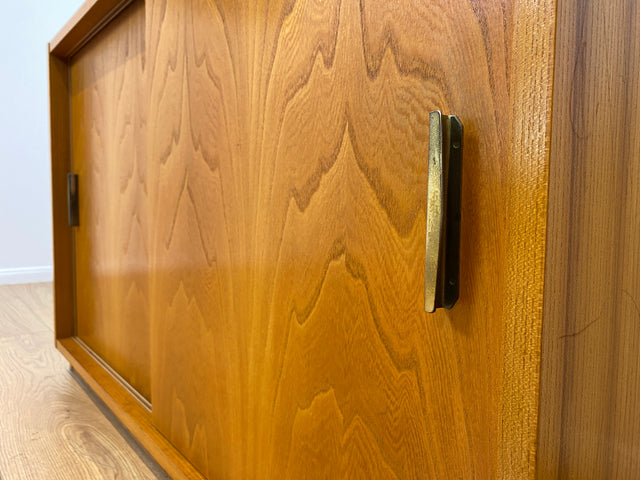 WMK # Stilvoller & gut erhaltener modularer 60er Jahre Designer Bücherschrank v. Bruno Knoblauch für VEB Hellerau # Bücherregal Büchervitrine Highboard Vitrine Regal Barschrank Mid-Century DDR Vintage