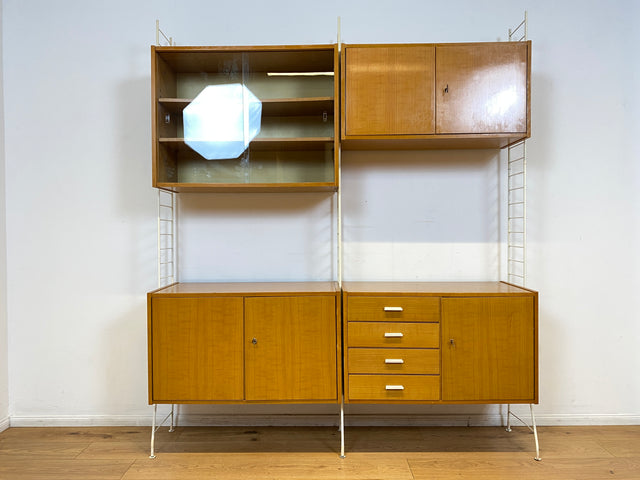 WMK I Kultiges modulares DDR Stringregal Babett aus 1970 mit Vitrine & Kommoden I Regalsystem Leitermöbel String Regal Bücherregal Bücherschrank Regalwand Sideboard Mid-Century Vintage VEB 60er 70er
