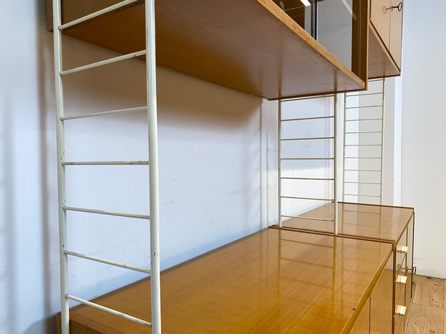 WMK I Kultiges modulares DDR Stringregal Babett aus 1970 mit Vitrine & Kommoden I Regalsystem Leitermöbel String Regal Bücherregal Bücherschrank Regalwand Sideboard Mid-Century Vintage VEB 60er 70er