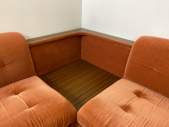 WMK I Seltenes, gemütliches & sehr gut erhaltenes modulares Vintage Ecksofa mit Sessel in altrosa Originalbezug I Sitzgarnitur Sitzecke Sofa Couch Modular Mid-Century Retro Space Age Rosa Berlin Köln