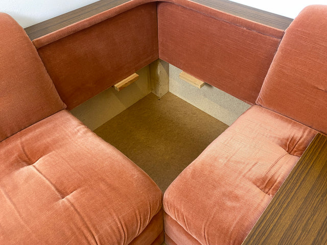 WMK I Seltenes, gemütliches & sehr gut erhaltenes modulares Vintage Ecksofa mit Sessel in altrosa Originalbezug I Sitzgarnitur Sitzecke Sofa Couch Modular Mid-Century Retro Space Age Rosa Berlin Köln