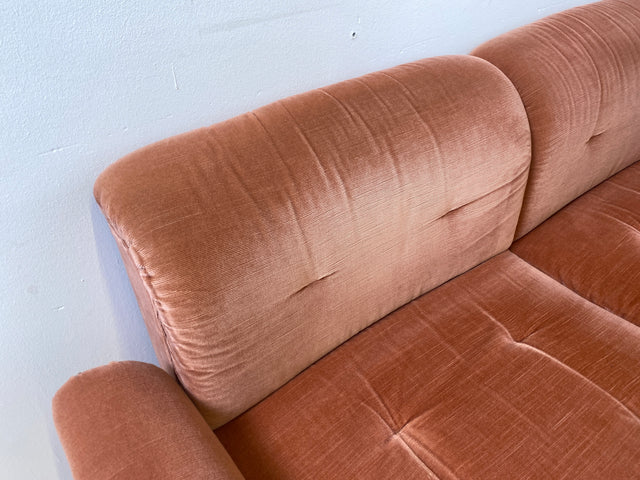 WMK I Seltenes, gemütliches & sehr gut erhaltenes modulares Vintage Ecksofa mit Sessel in altrosa Originalbezug I Sitzgarnitur Sitzecke Sofa Couch Modular Mid-Century Retro Space Age Rosa Berlin Köln