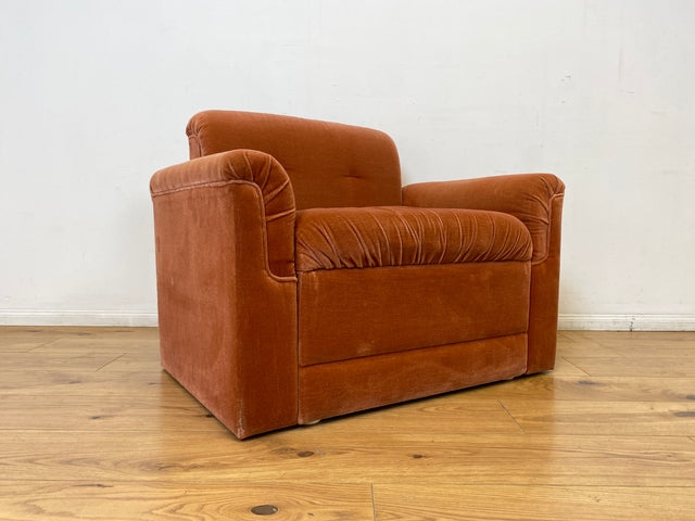 WMK I Seltenes, gemütliches & sehr gut erhaltenes modulares Vintage Ecksofa mit Sessel in altrosa Originalbezug I Sitzgarnitur Sitzecke Sofa Couch Modular Mid-Century Retro Space Age Rosa Berlin Köln