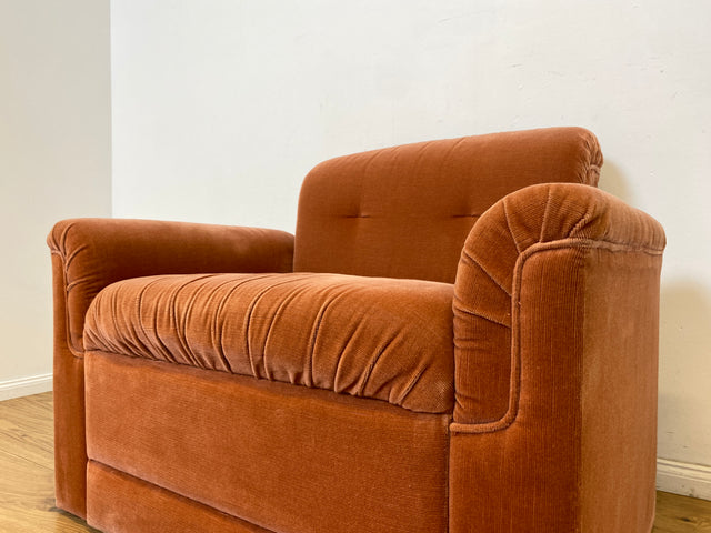 WMK I Seltenes, gemütliches & sehr gut erhaltenes modulares Vintage Ecksofa mit Sessel in altrosa Originalbezug I Sitzgarnitur Sitzecke Sofa Couch Modular Mid-Century Retro Space Age Rosa Berlin Köln