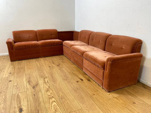 WMK I Seltenes, gemütliches & sehr gut erhaltenes modulares Vintage Ecksofa mit Sessel in altrosa Originalbezug I Sitzgarnitur Sitzecke Sofa Couch Modular Mid-Century Retro Space Age Rosa Berlin Köln