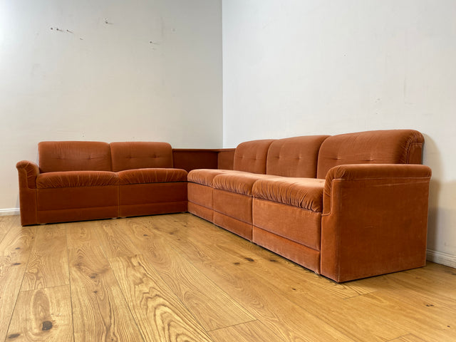 WMK I Seltenes, gemütliches & sehr gut erhaltenes modulares Vintage Ecksofa mit Sessel in altrosa Originalbezug I Sitzgarnitur Sitzecke Sofa Couch Modular Mid-Century Retro Space Age Rosa Berlin Köln