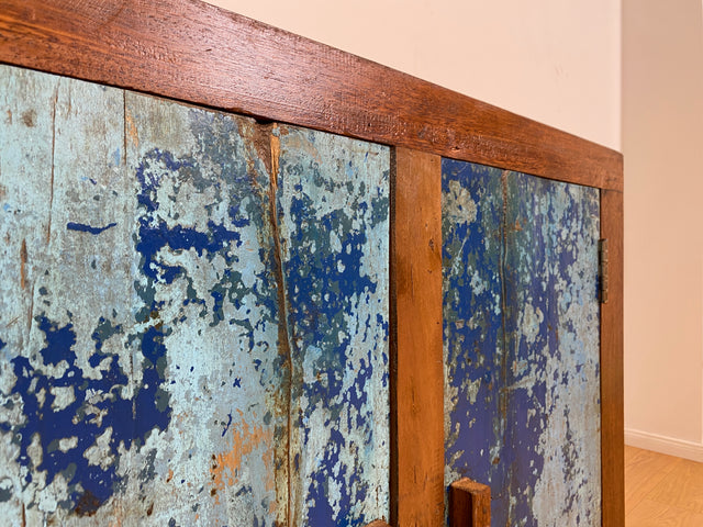 Boatwood by WMK # Meeresblaue nachhaltige Kommode aus altem Bootsholz, ein handgefertigtes Unikat aus massivem Teakholz # Schrank Sideboard Anrichte Wäschekommode Wickelkommode Schuhschrank Cabinet