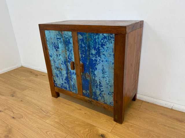 Boatwood by WMK # Meeresblaue nachhaltige Kommode aus altem Bootsholz, ein handgefertigtes Unikat aus massivem Teakholz # Schrank Sideboard Anrichte Wäschekommode Wickelkommode Schuhschrank Cabinet