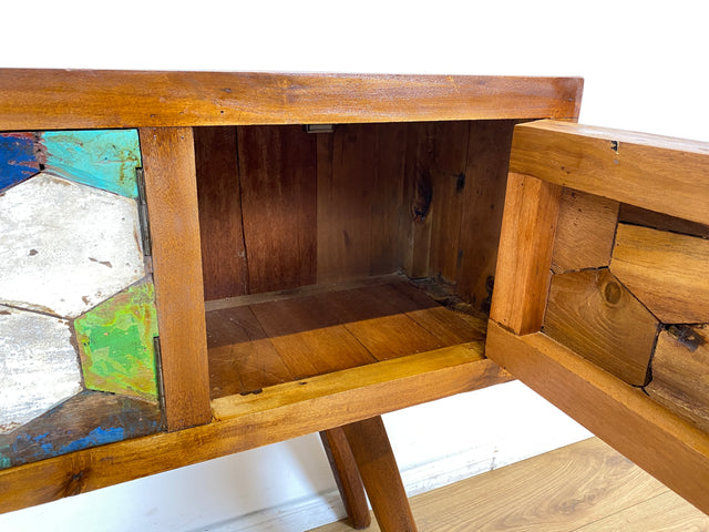Boatwood by WMK # Detailreiche und nachhaltige Kommode aus altem Bootsholz, ein handgefertigtes Unikat aus massivem Teakholz # Sideboard Flurkommode Schrank Anrichte Konsole TV Bank Bootsmöbel Teak
