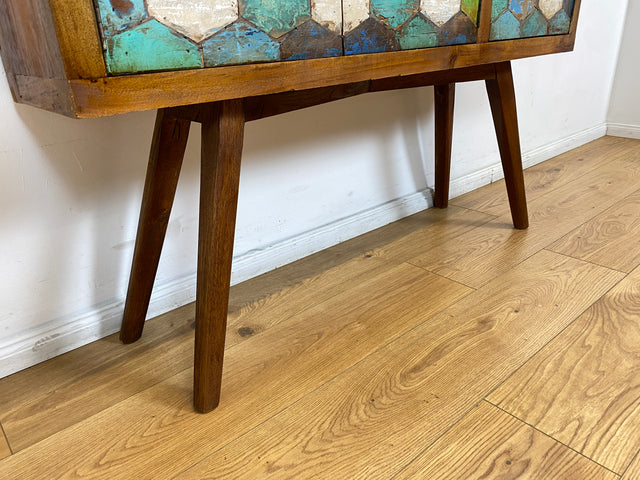 Boatwood by WMK # Detailreiche und nachhaltige Kommode aus altem Bootsholz, ein handgefertigtes Unikat aus massivem Teakholz # Sideboard Flurkommode Schrank Anrichte Konsole TV Bank Bootsmöbel Teak