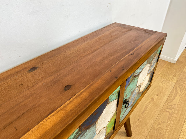 Boatwood by WMK # Detailreiche und nachhaltige Kommode aus altem Bootsholz, ein handgefertigtes Unikat aus massivem Teakholz # Sideboard Flurkommode Schrank Anrichte Konsole TV Bank Bootsmöbel Teak