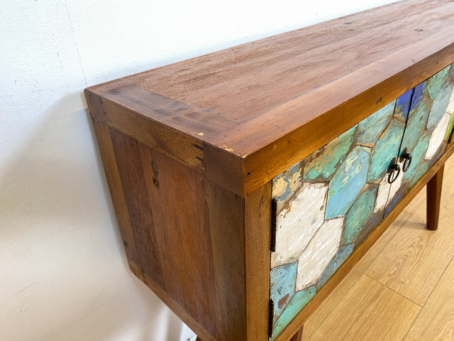 Boatwood by WMK # Detailreiche und nachhaltige Kommode aus altem Bootsholz, ein handgefertigtes Unikat aus massivem Teakholz # Sideboard Flurkommode Schrank Anrichte Konsole TV Bank Bootsmöbel Teak