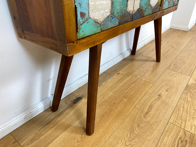 Boatwood by WMK # Detailreiche und nachhaltige Kommode aus altem Bootsholz, ein handgefertigtes Unikat aus massivem Teakholz # Sideboard Flurkommode Schrank Anrichte Konsole TV Bank Bootsmöbel Teak