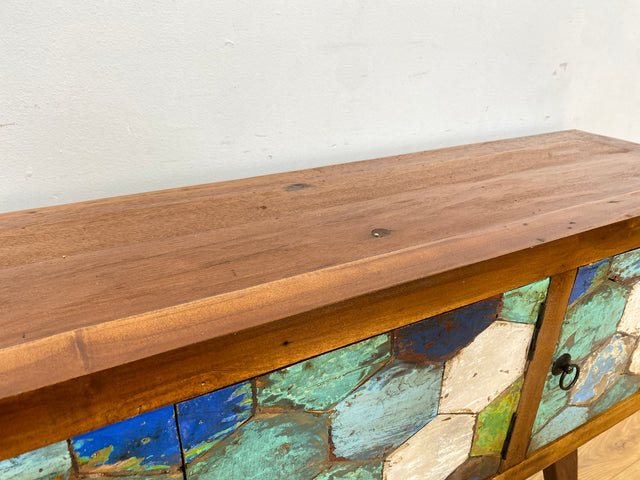 Boatwood by WMK # Detailreiche und nachhaltige Kommode aus altem Bootsholz, ein handgefertigtes Unikat aus massivem Teakholz # Sideboard Flurkommode Schrank Anrichte Konsole TV Bank Bootsmöbel Teak