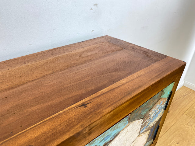 Boatwood by WMK # Detailreiche und nachhaltige Kommode aus altem Bootsholz, ein handgefertigtes Unikat aus massivem Teakholz # Sideboard Flurkommode Schrank Anrichte Konsole TV Bank Bootsmöbel Teak