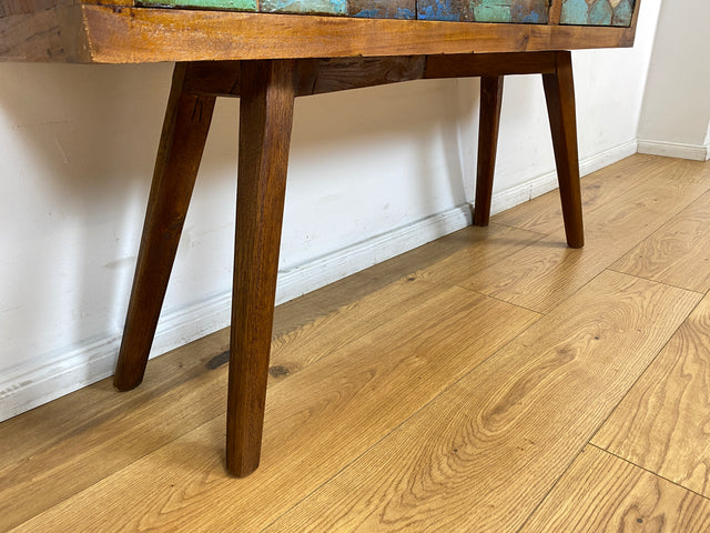 Boatwood by WMK # Detailreiche und nachhaltige Kommode aus altem Bootsholz, ein handgefertigtes Unikat aus massivem Teakholz # Sideboard Flurkommode Schrank Anrichte Konsole TV Bank Bootsmöbel Teak