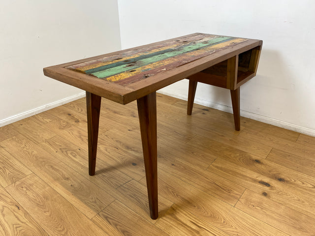 Boatwood by WMK I Formschöner & nachhaltiger Schreibtisch aus altem Bootsholz I handgefertigtes Unikat I Teakholz massiv I Arbeitstisch Desk Sekretär Bürotisch Computertisch Treibholz Köln Sylt Berlin