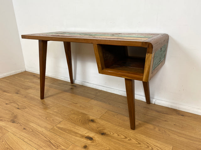 Boatwood by WMK I Formschöner & nachhaltiger Schreibtisch aus altem Bootsholz I handgefertigtes Unikat I Teakholz massiv I Arbeitstisch Desk Sekretär Bürotisch Computertisch Treibholz Köln Sylt Berlin