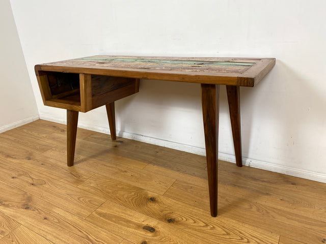 Boatwood by WMK I Formschöner & nachhaltiger Schreibtisch aus altem Bootsholz I handgefertigtes Unikat I Teakholz massiv I Arbeitstisch Desk Sekretär Bürotisch Computertisch Treibholz Köln Sylt Berlin