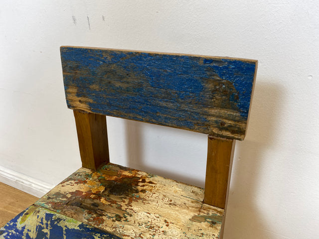 Boatwood by WMK I Einzigartiger & nachhaltiger bunter Kinderstuhl aus altem Bootsholz I handgefertigtes Unikat aus massivem Teakholz I Kinder Stuhl Holzstuhl Kindermöbel Kindersitz Treibholz I Versand